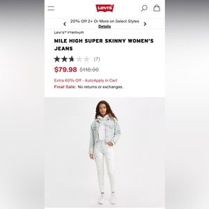 MILE HIGH SUPER SKINNY WOMEN'S JEANS 26